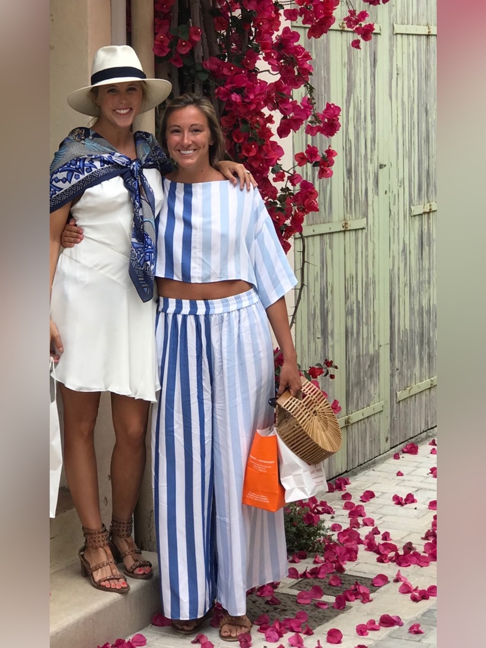 Mara Hoffman Blue and White Striped Two-Piece Coverup Set